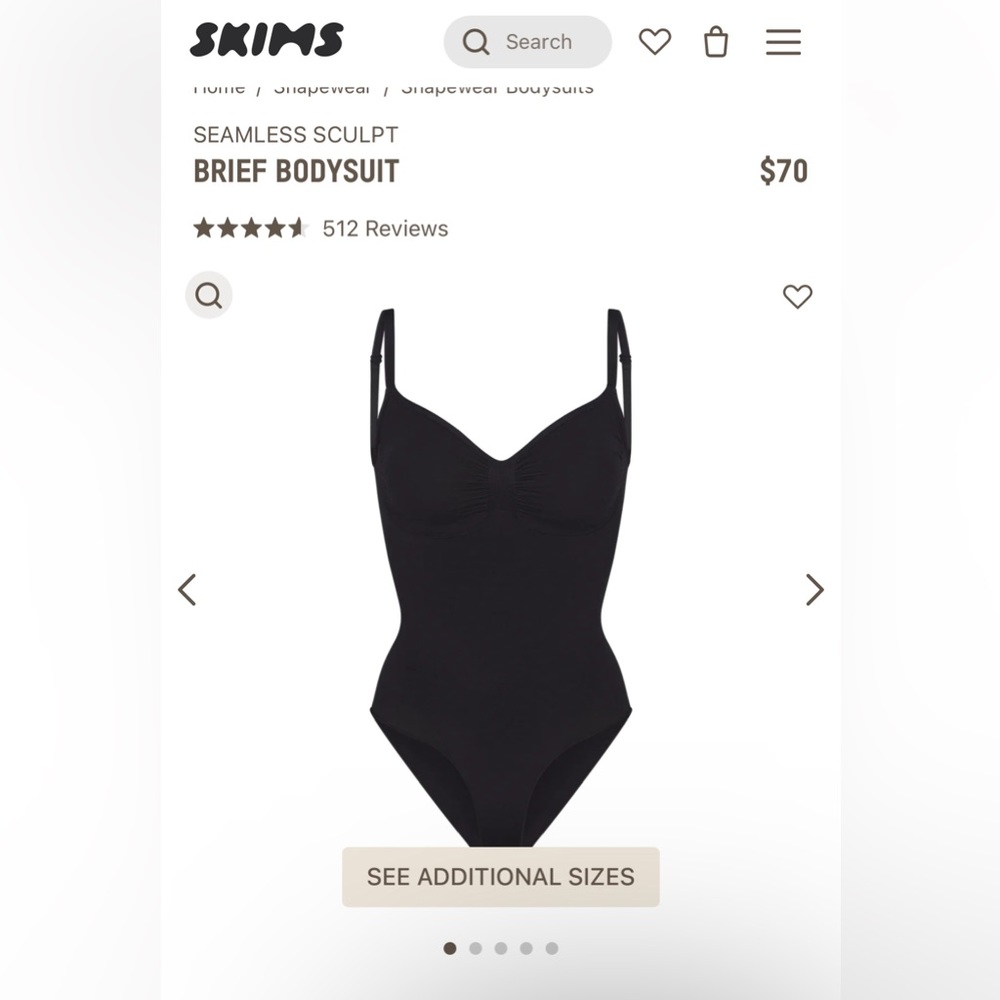 Skims Sculpt Seamless BodySuit brief Onyx Medium